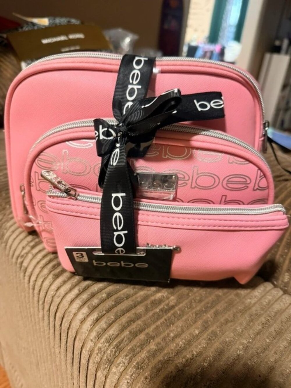 bebe Pink Cosmetic Bag Set